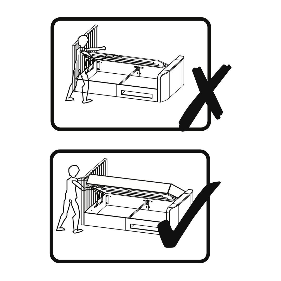 Don’t lift without mattress