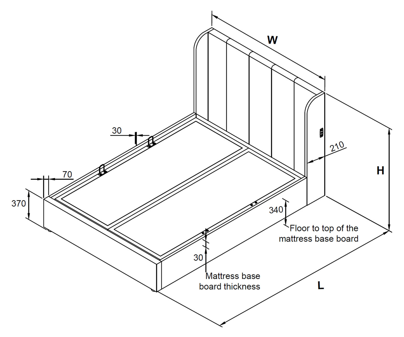 Smart Lift Electric Ottoman Natural Bed Frame