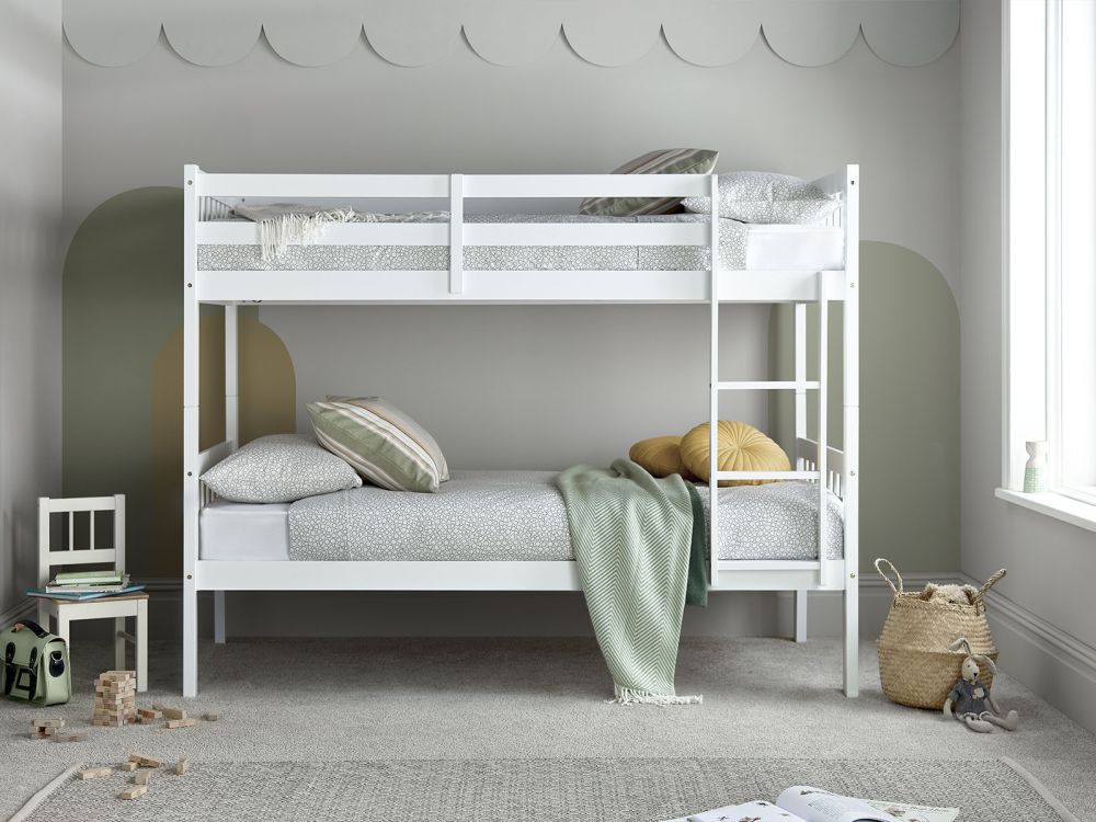 Essentials White Single Wooden Bunk Bed Frame