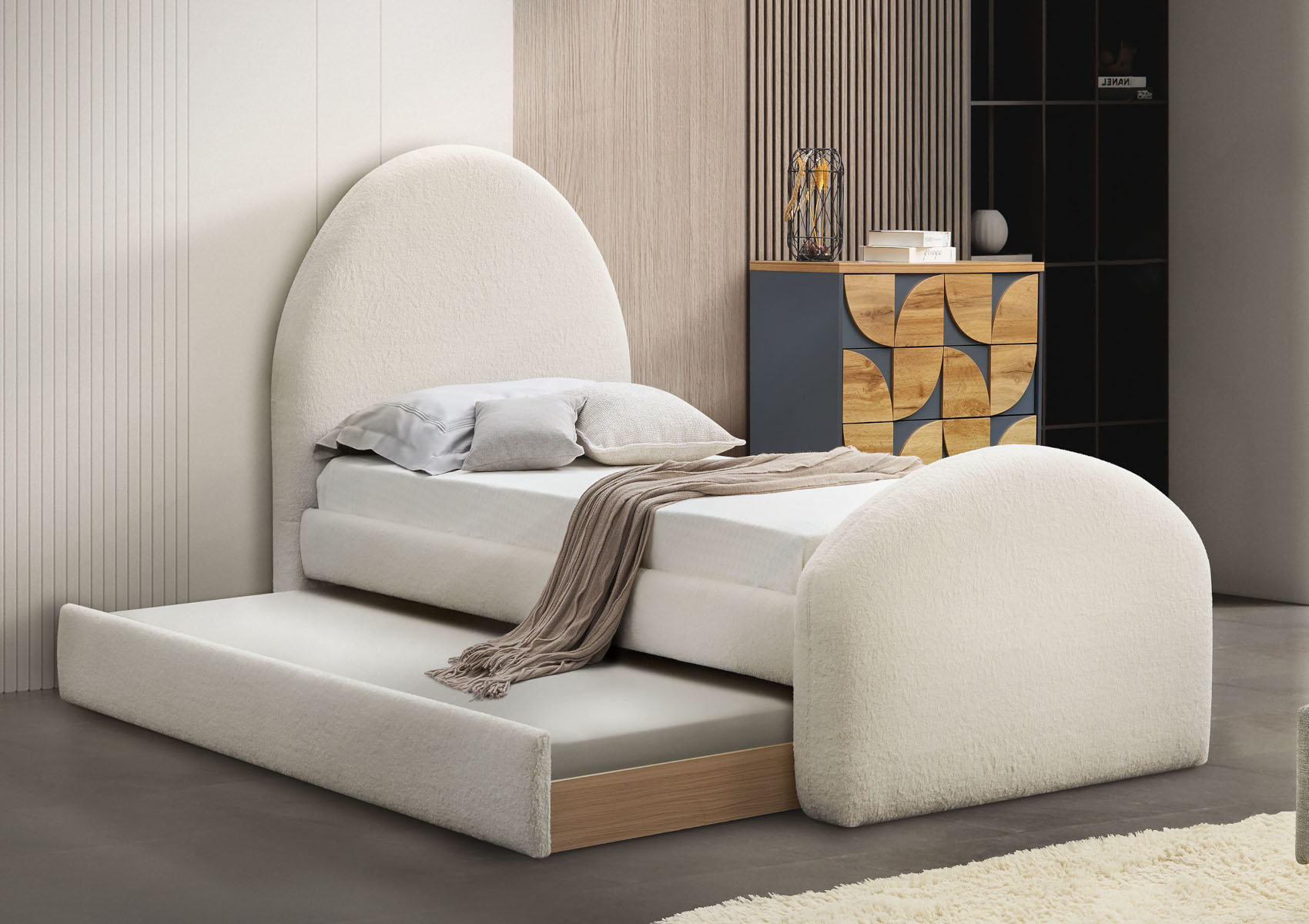 Lunar Upholstered Trundle Guest Bed