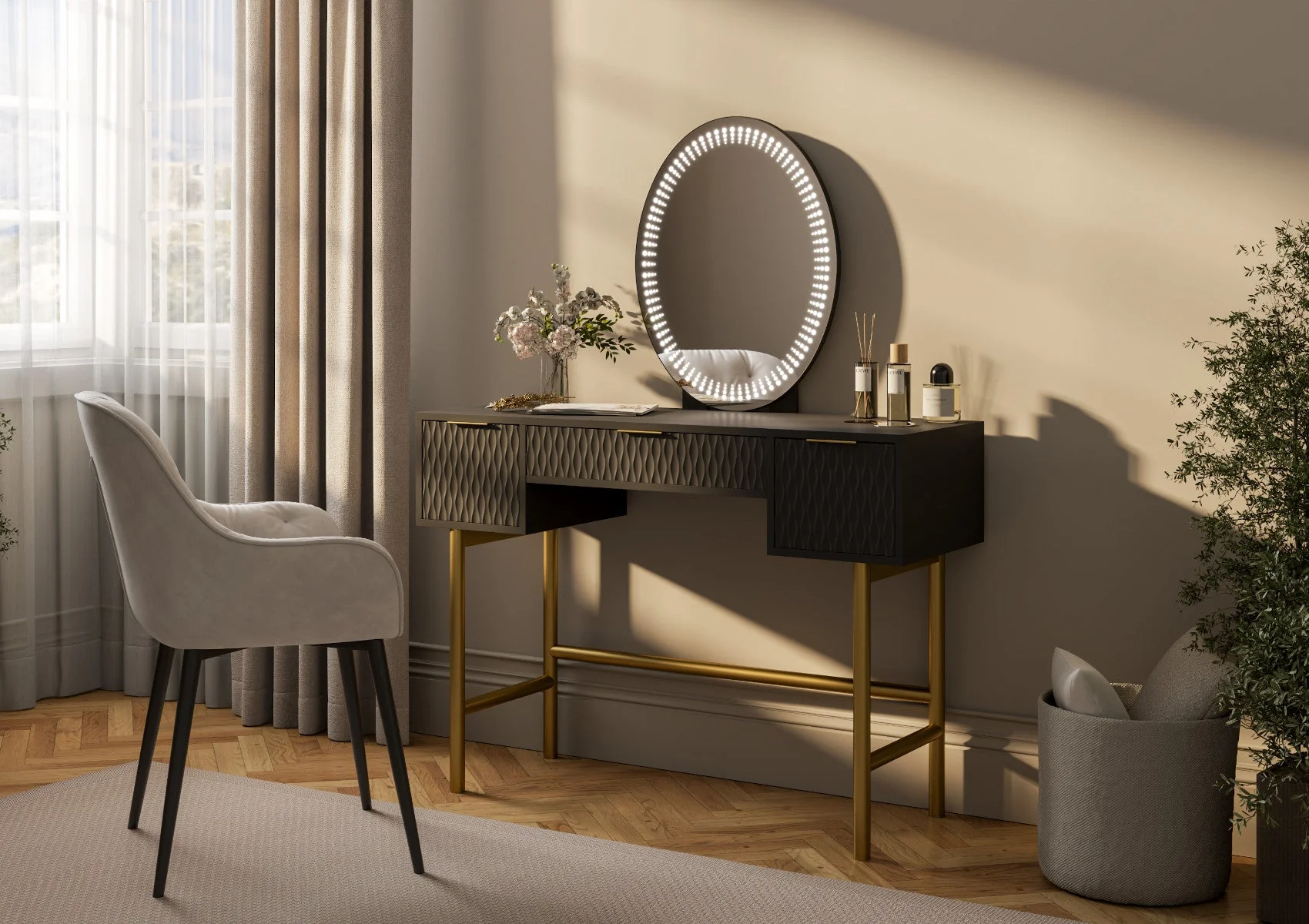 Miami 3 Drawer Dressing Table Including Mirror