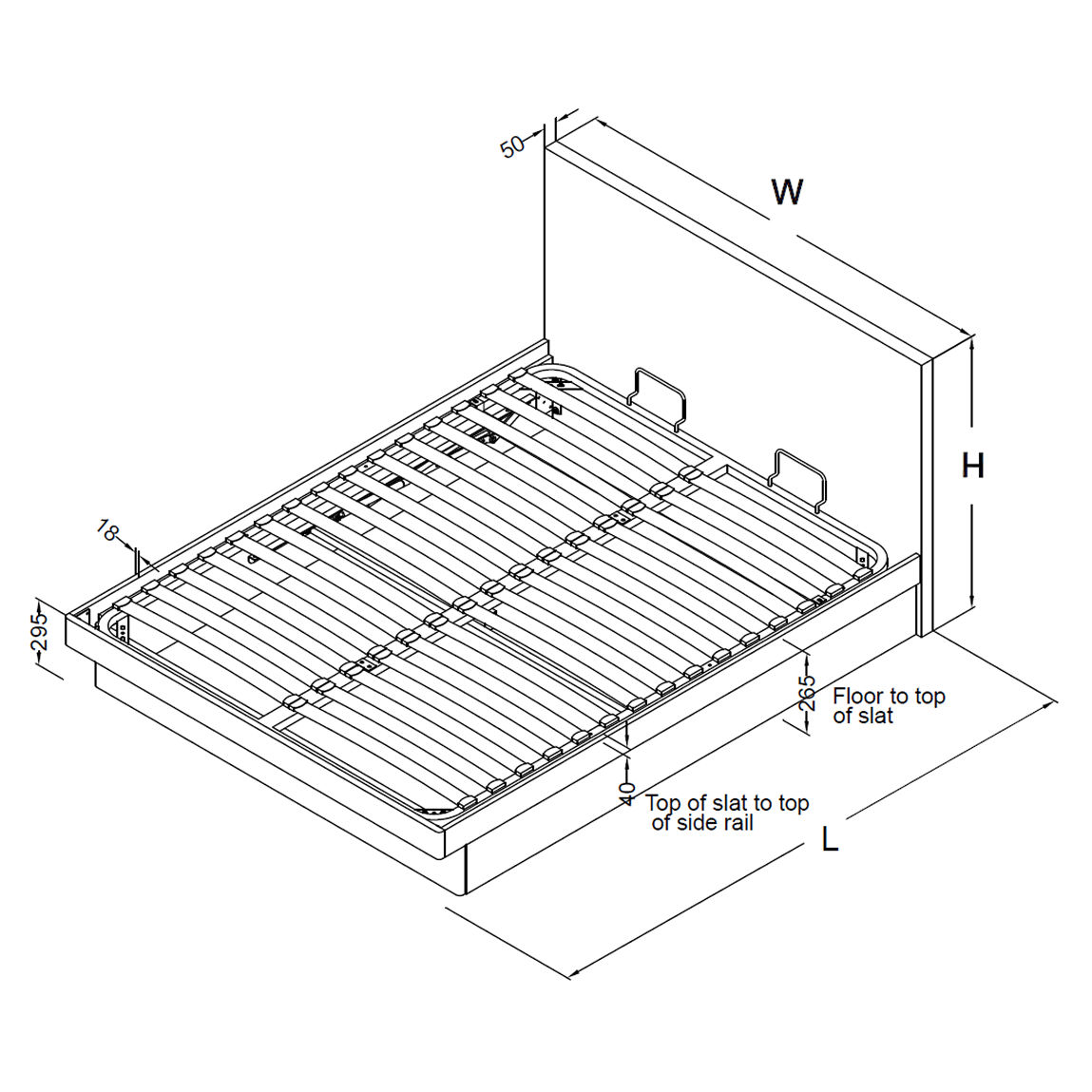 Lucca Wooden Ottoman Bed Frame