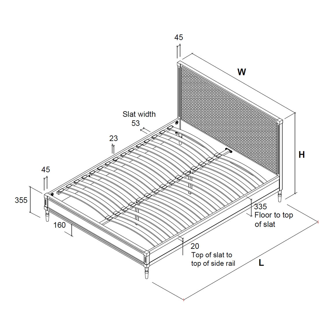 Palais Oak Rattan Bed Frame