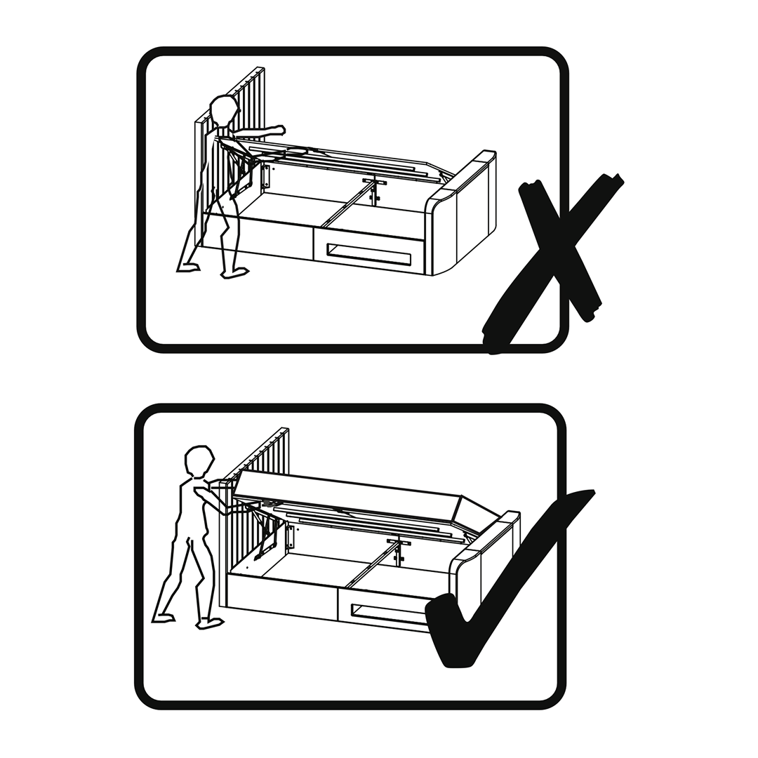 Don’t lift without mattress
