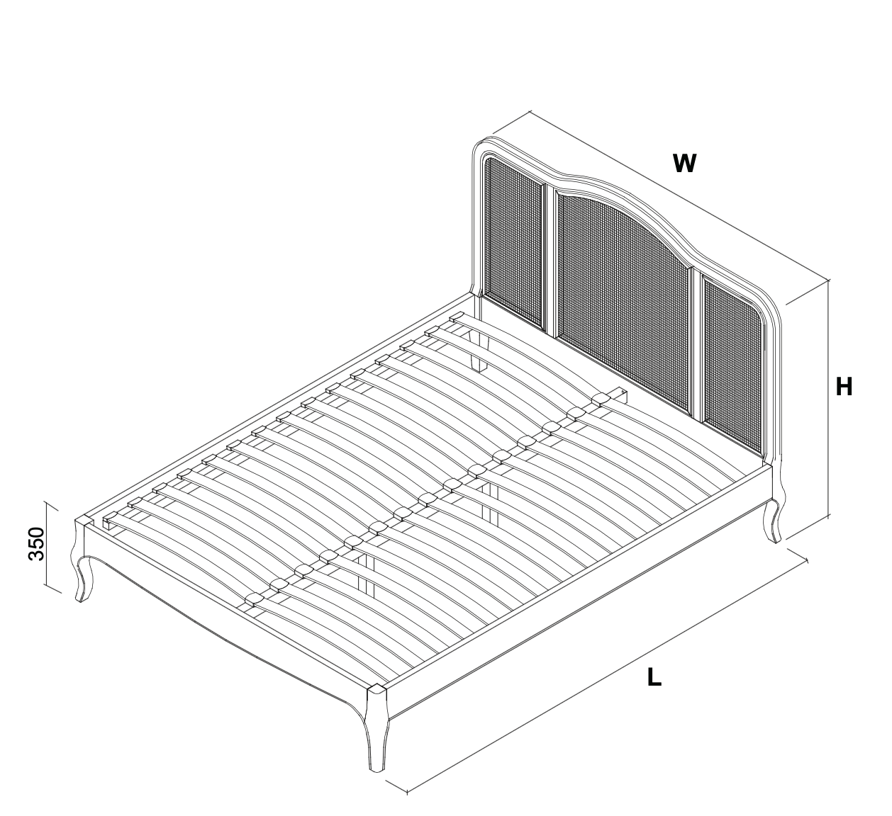 Classic French Rattan Bed Frame
