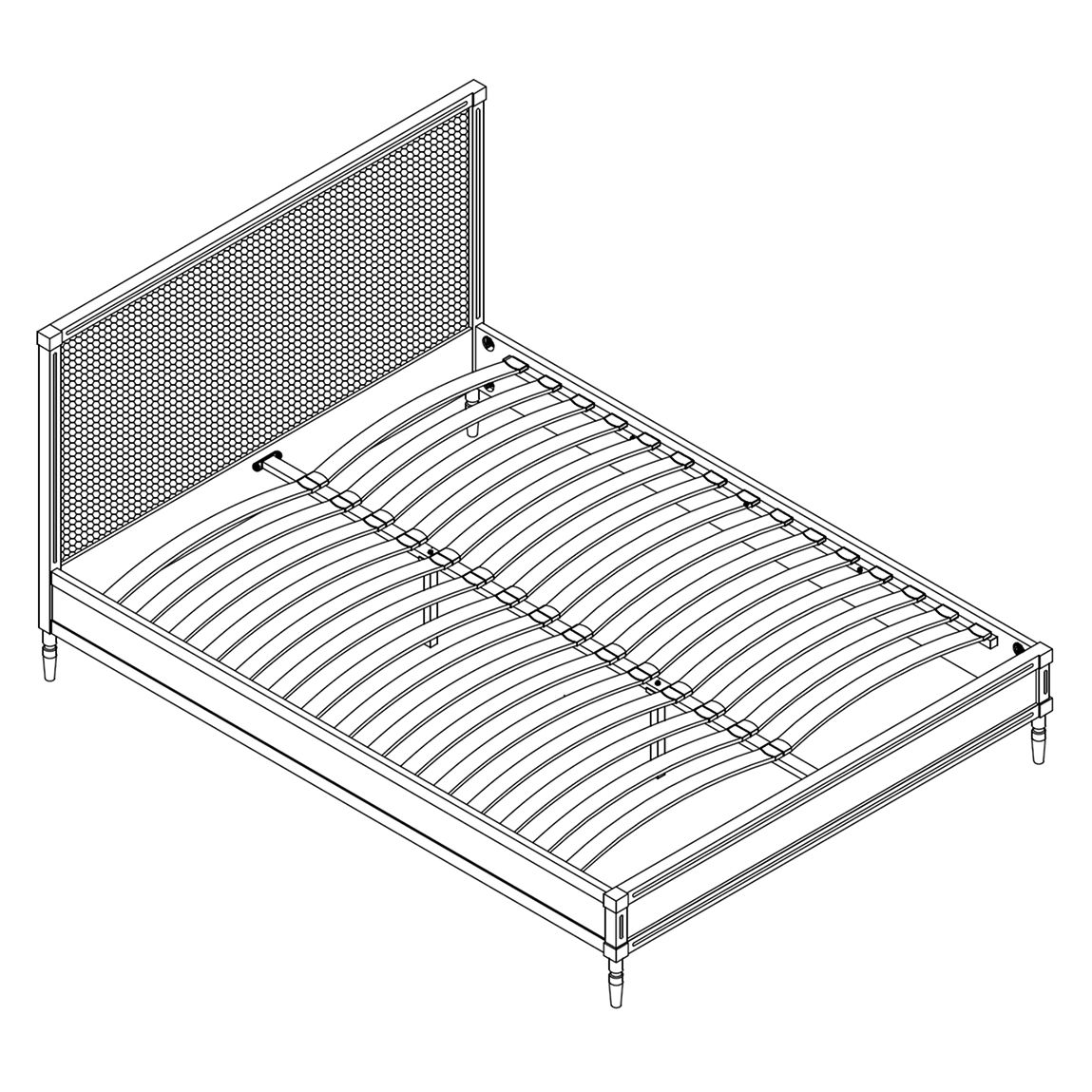 Palais Oak Rattan Bed Frame