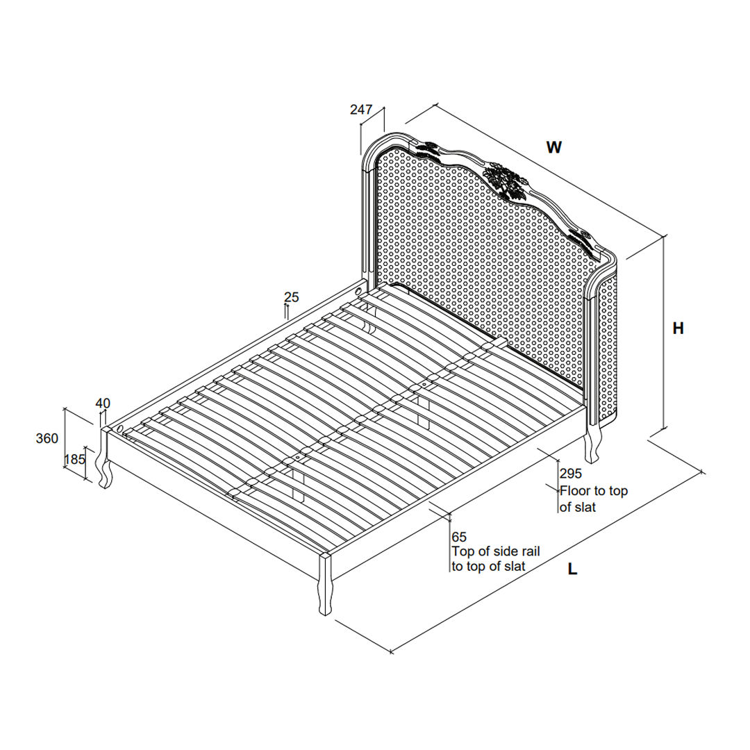 Montpellier Winged Rattan Oak Bed Frame