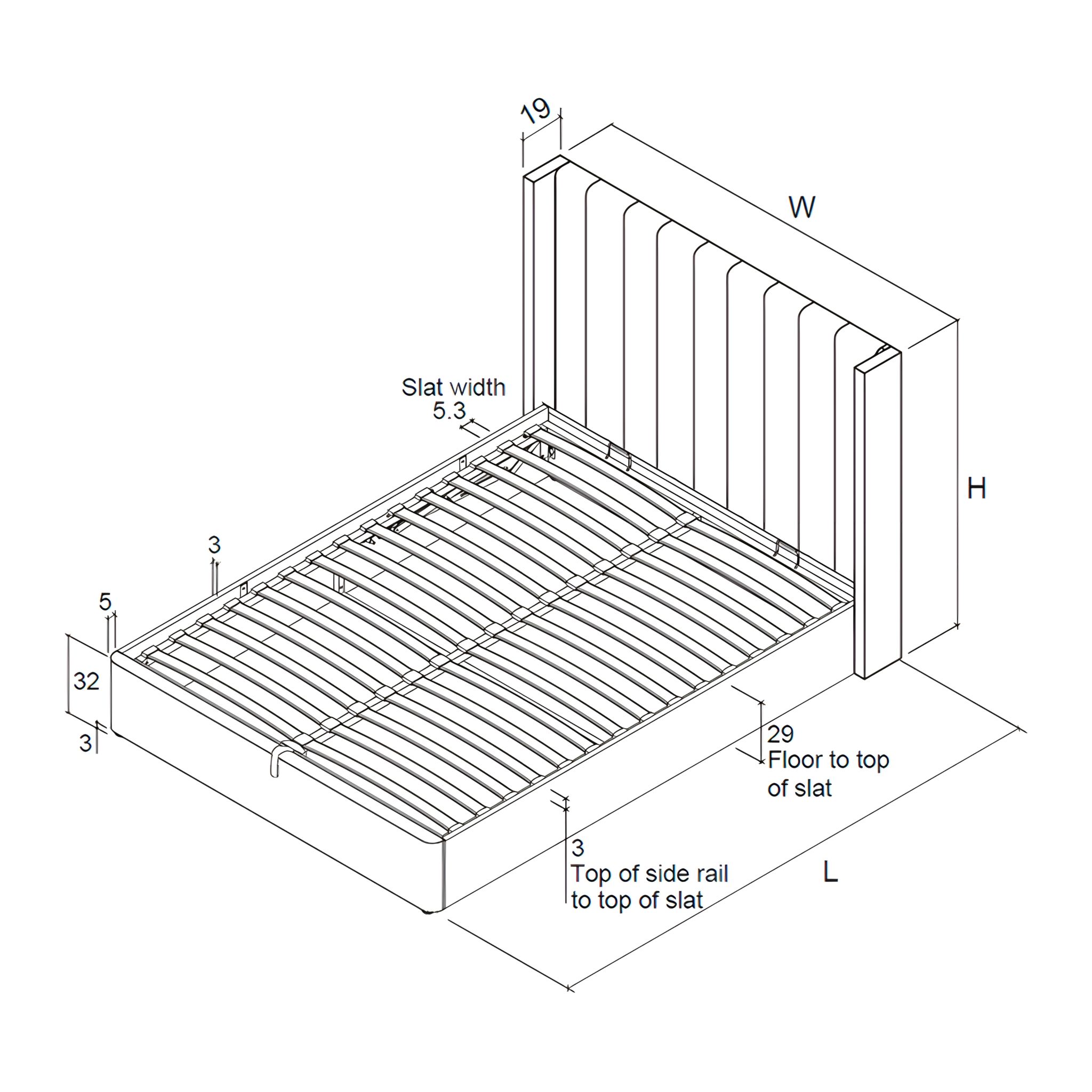 Maya Winged Ottoman Natural - Bed Frame Only