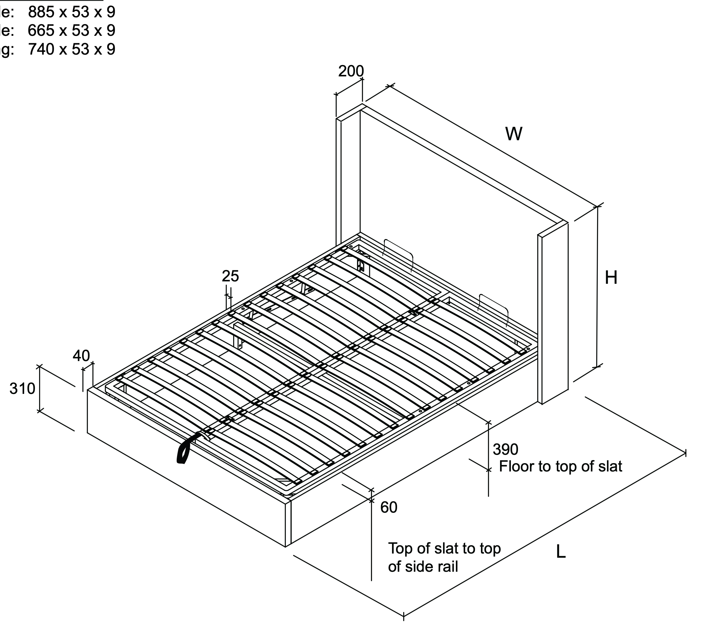 Upholstered Ottoman Winged Bed Frame